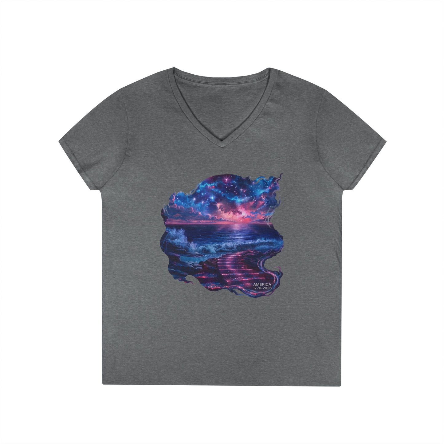 America 1776-2026 Independence Day USA Women's V-Neck Tee