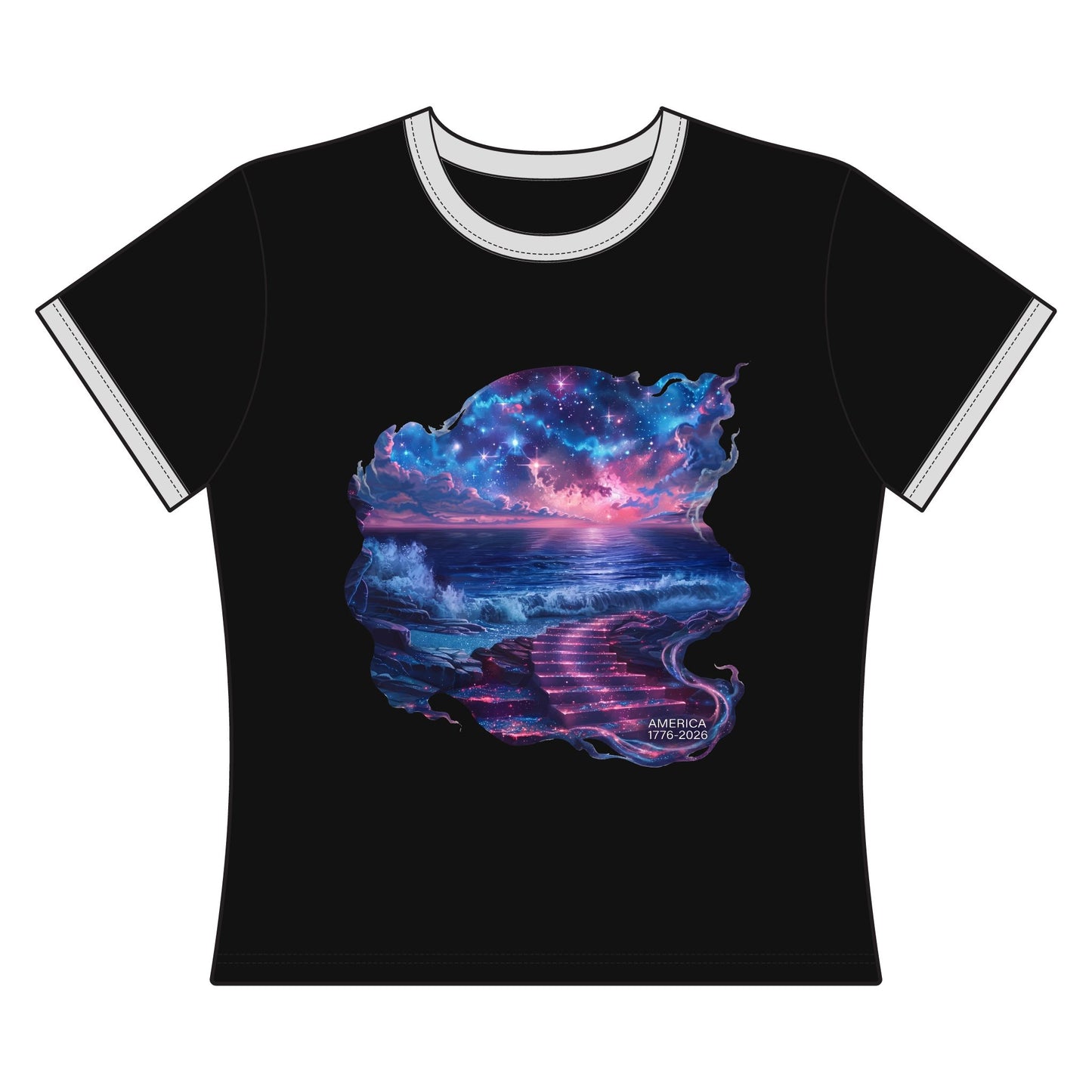 America 1776-2026 Independence Day Women's Ringer Tee
