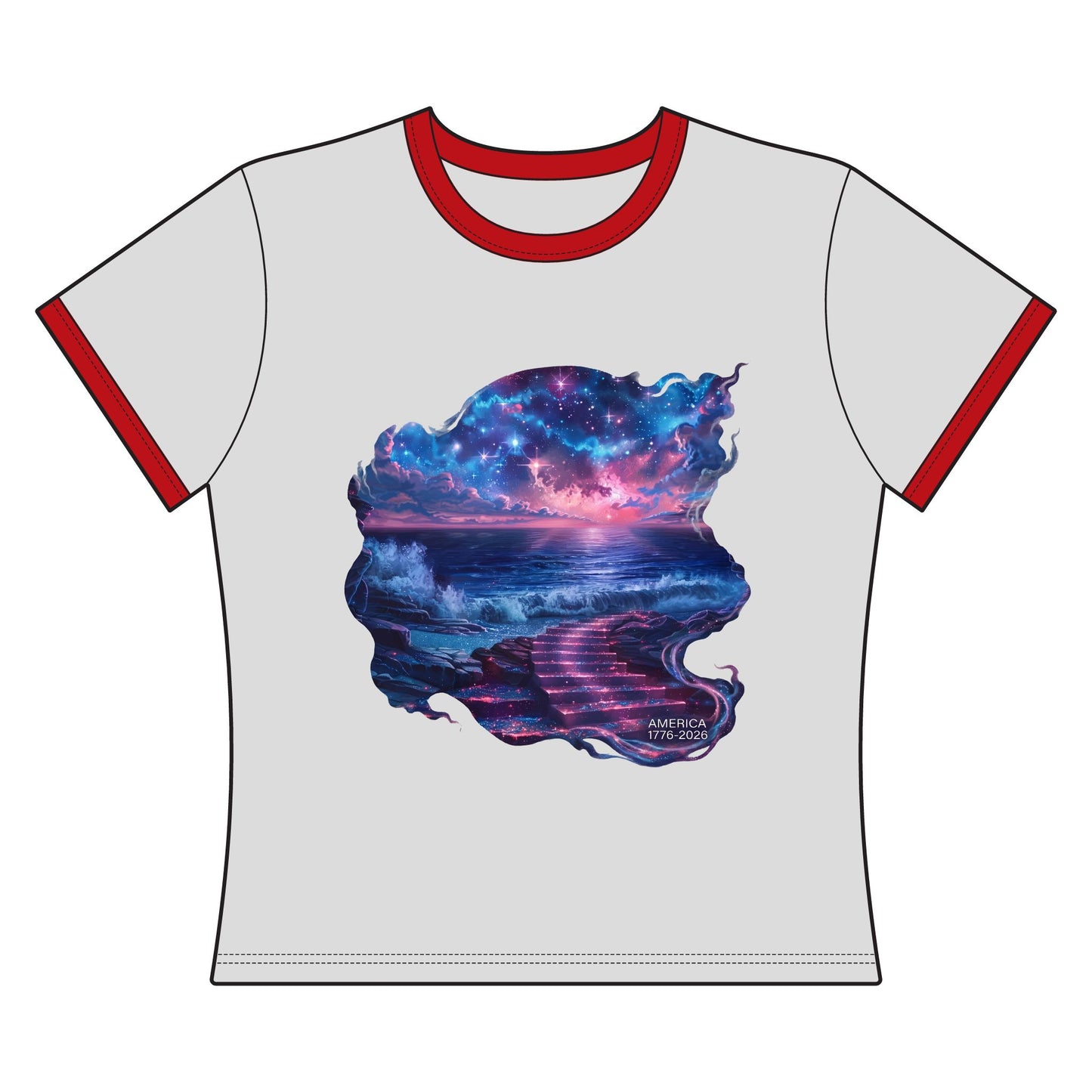 America 1776-2026 Independence Day Women's Ringer Tee