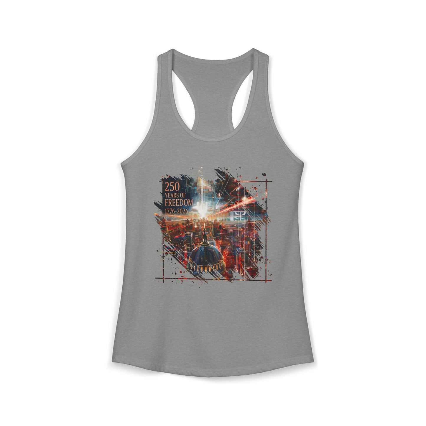 250 Years of Freedom 1776-2026 Independence Day USA Women's Ideal Racerback Tank