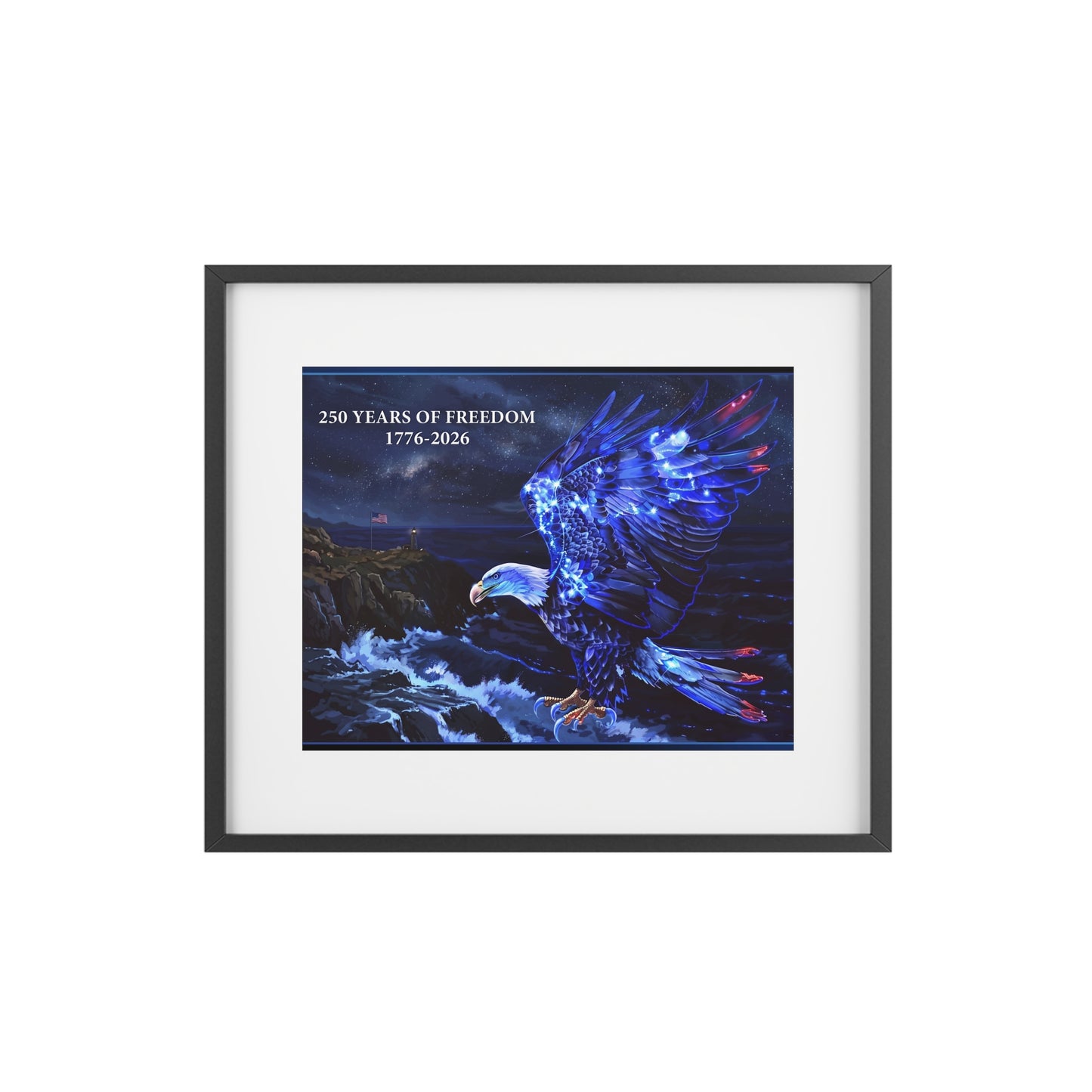 Patriotic Eagle Framed Poster — "250 Years of Freedom 1776–2026" Framed Wall Poster