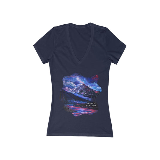 250 Years of Freedom Independence Day USA  Women's Deep V-neck Tee