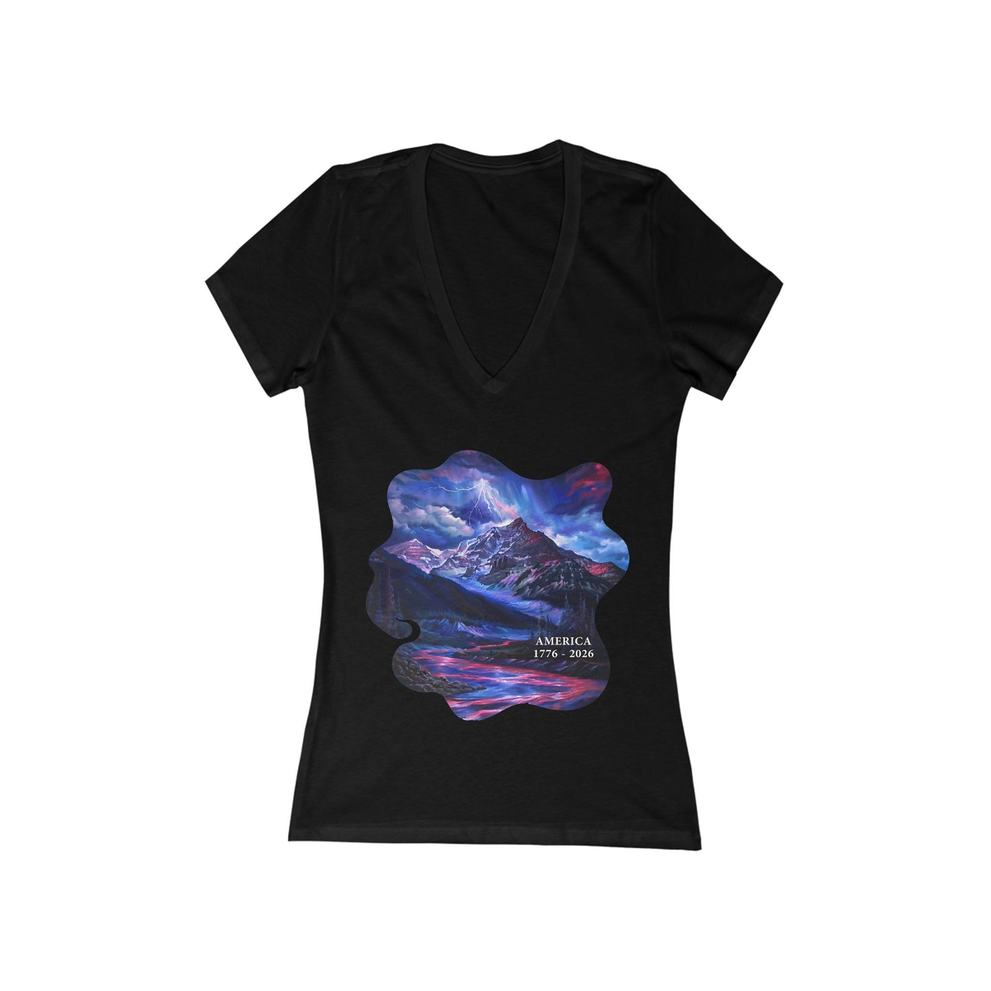 250 Years of Freedom Independence Day USA  Women's Deep V-neck Tee