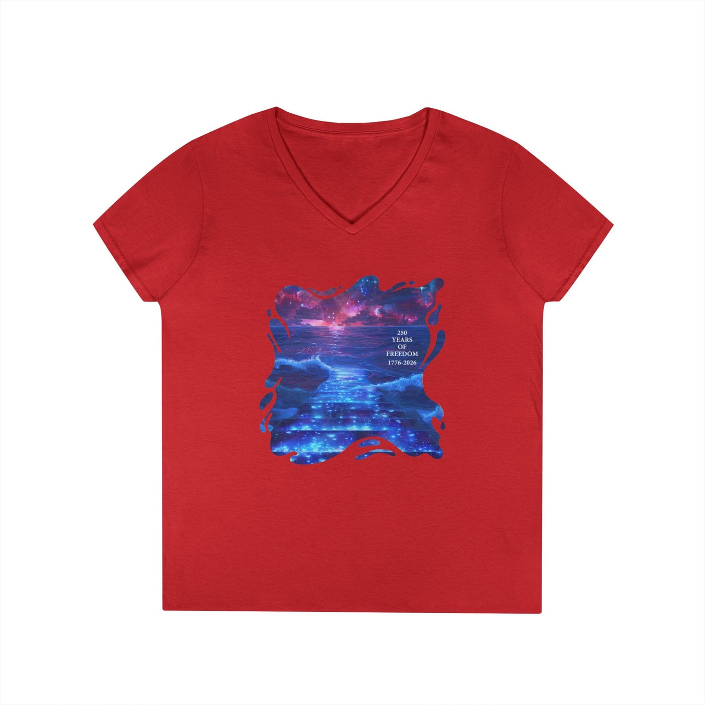 250 Years of Freedom 1776-2026 Independence Day USA Women's V-Neck Tee