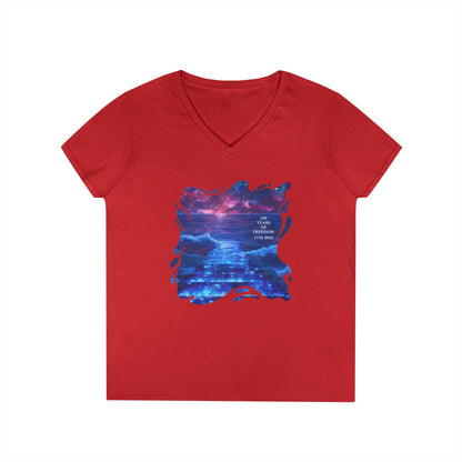 250 Years of Freedom 1776-2026 Independence Day USA Women's V-Neck Tee