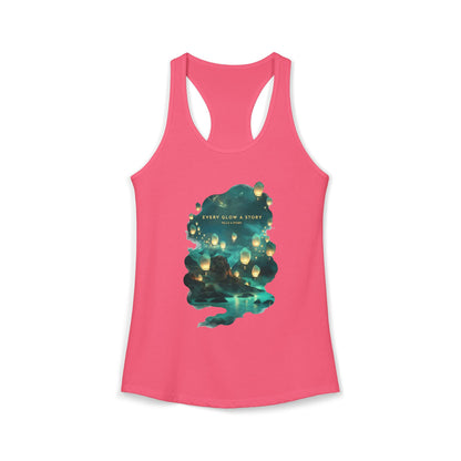 Every Glow a Story Tells a Story Women's Ideal Racerback Tank
