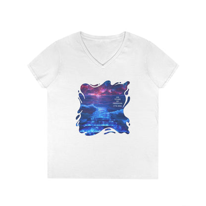 250 Years of Freedom 1776-2026 Independence Day USA Women's V-Neck Tee