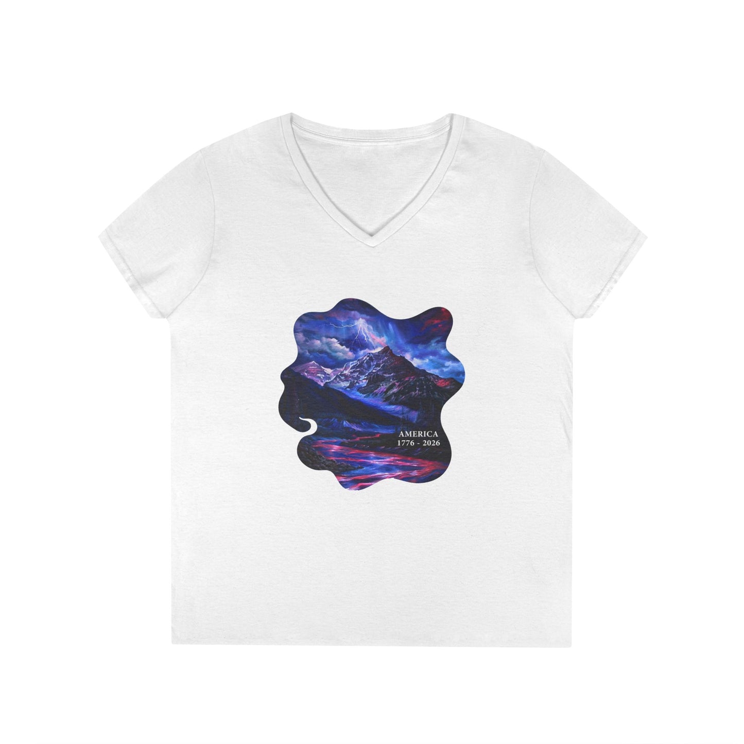 America 1776-2026 Independence Day USA Women's V-Neck Tee