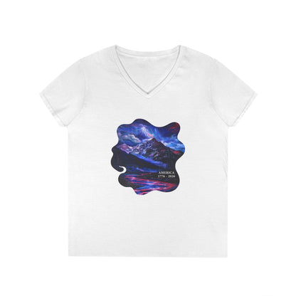 America 1776-2026 Independence Day USA Women's V-Neck Tee