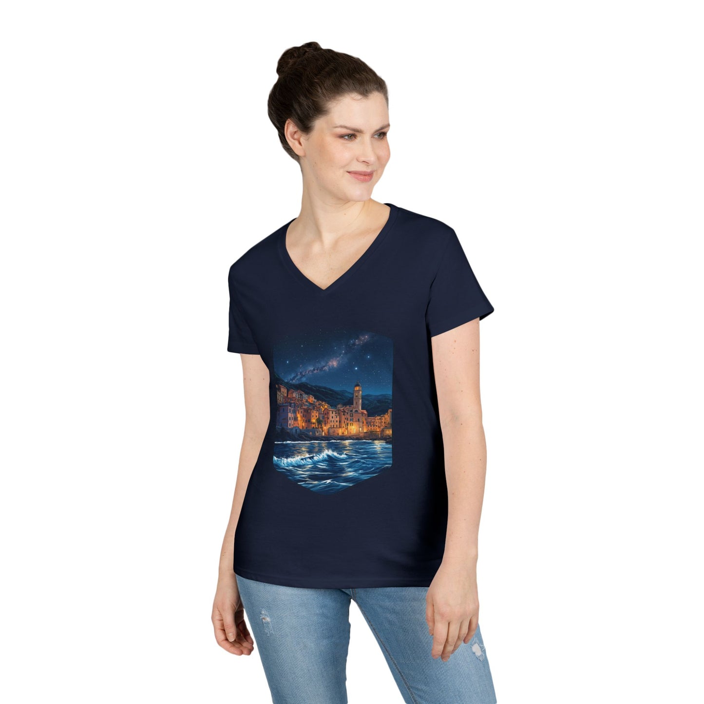 The Lightening City At The Coast Women's V-Neck Tee