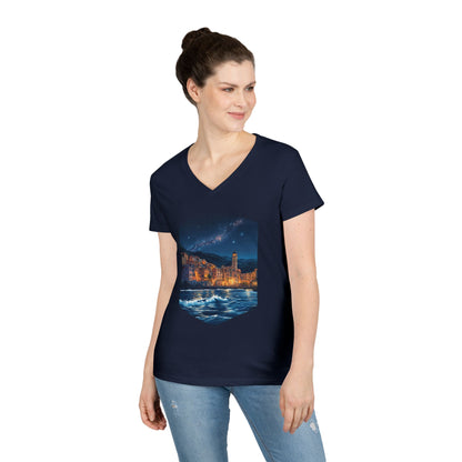 The Lightening City At The Coast Women's V-Neck Tee