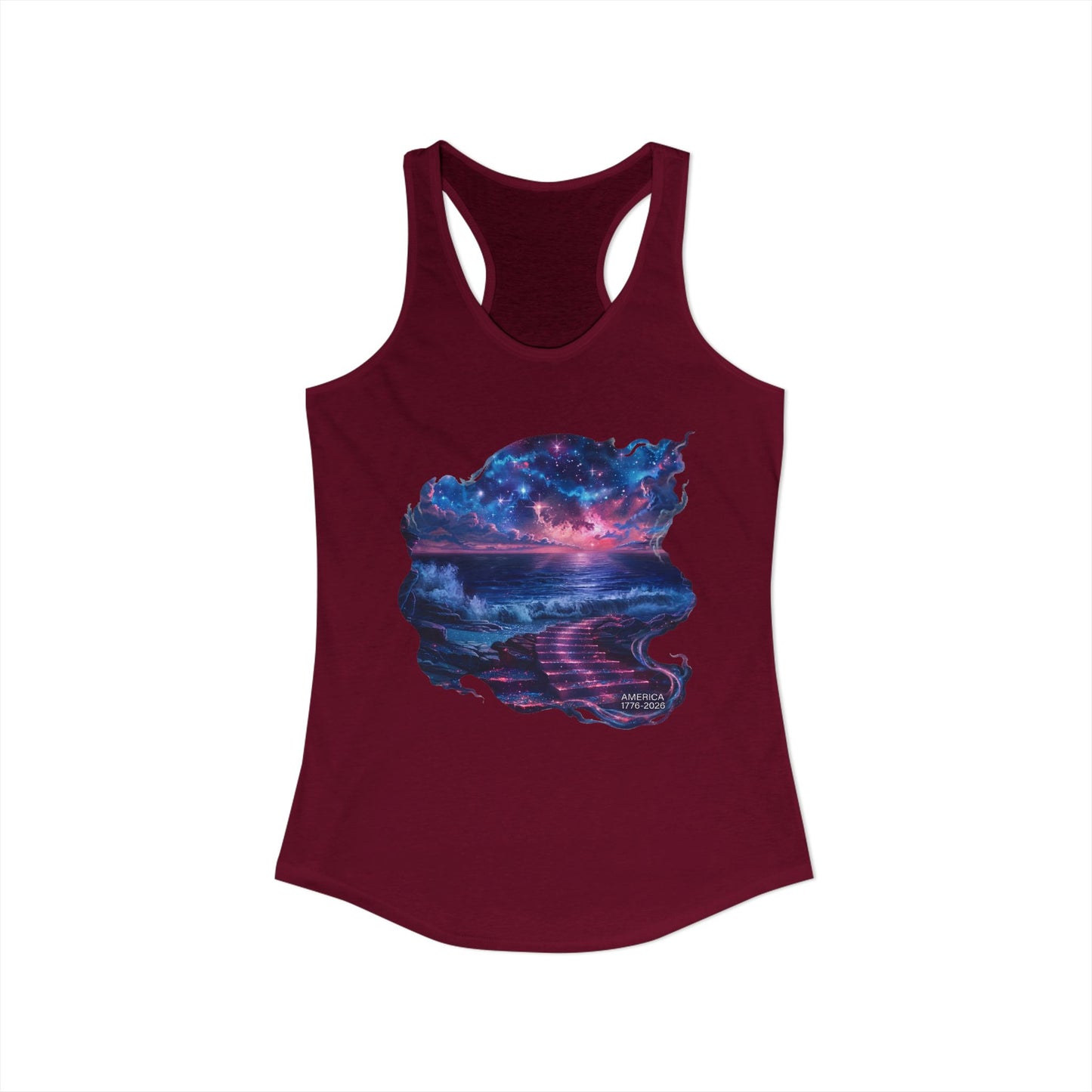 250 Years of Freedom 1776-2026 Independence Day USA Women's Ideal Racerback Tank