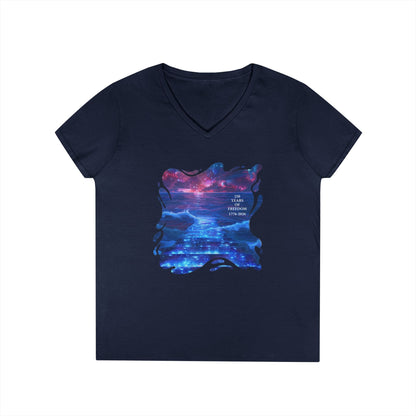 250 Years of Freedom 1776-2026 Independence Day USA Women's V-Neck Tee