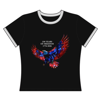 250 Years of Freedom 1776-2026 Independence Day USA Women's Ringer Tee