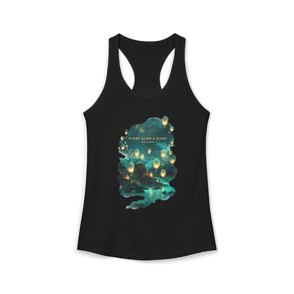 Every Glow a Story Tells a Story Women's Ideal Racerback Tank