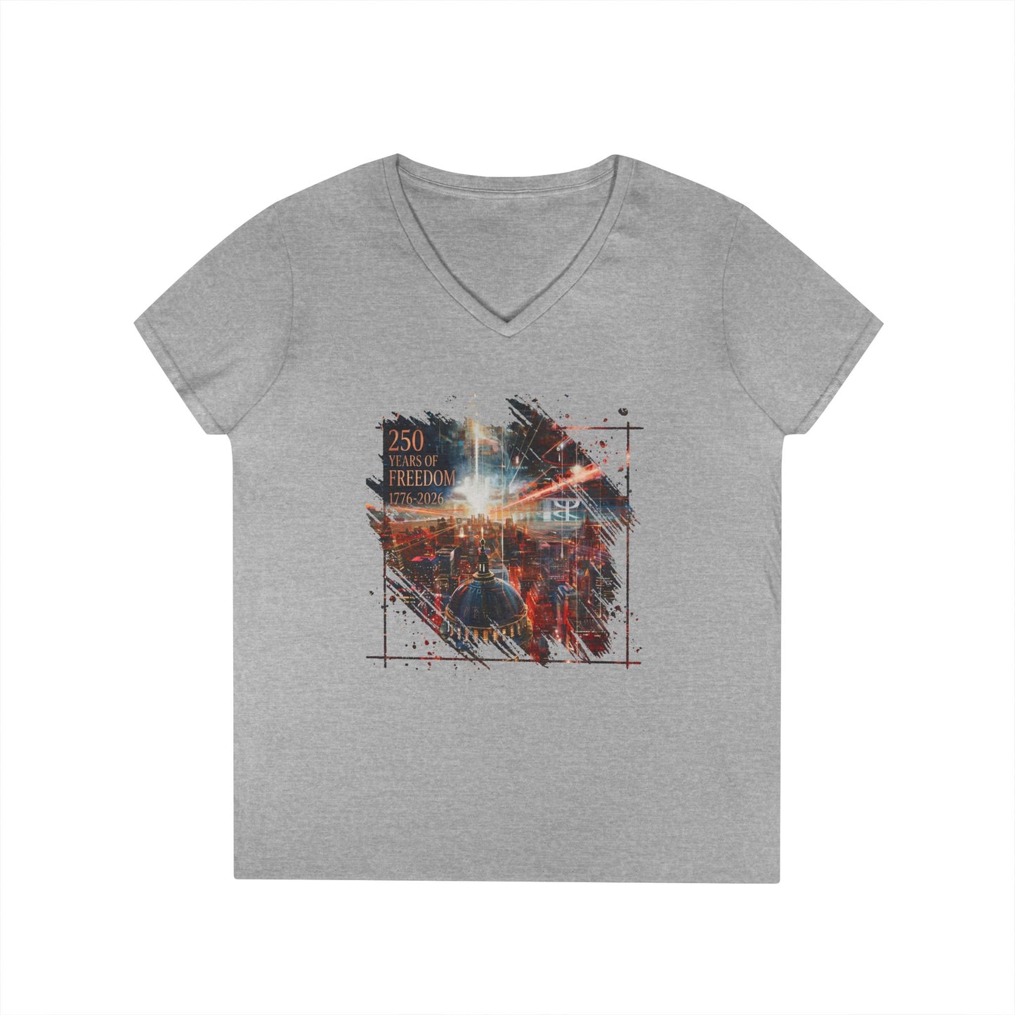 250 Years of Freedom 1776-2026 Independence Day USA Women's V-Neck Tee