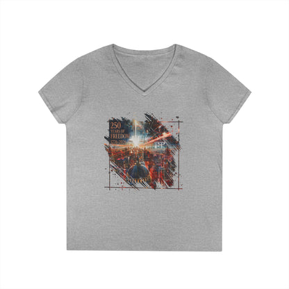 250 Years of Freedom 1776-2026 Independence Day USA Women's V-Neck Tee