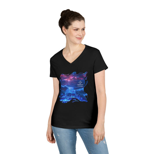250 Years of Freedom 1776-2026 Independence Day USA Women's V-Neck Tee