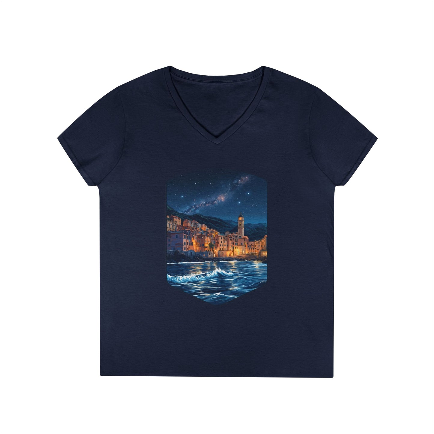 The Lightening City At The Coast Women's V-Neck Tee