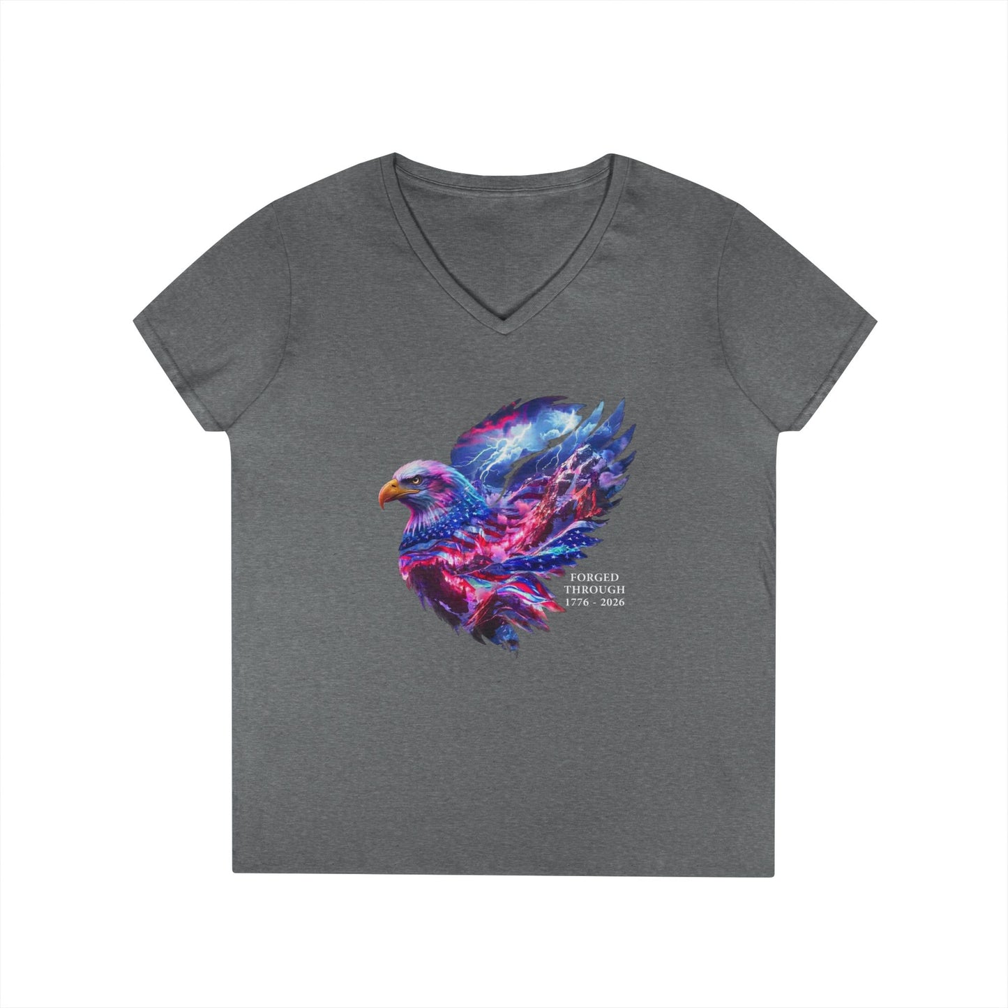 Forged Through 1776-2026 Independence Day USA Women's V-Neck Tee