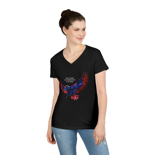 250 Years of Freedom 1776-2026 Independence Day USA Women's V-Neck Tee